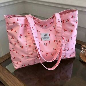Cherry Print Lg Tote Bag New